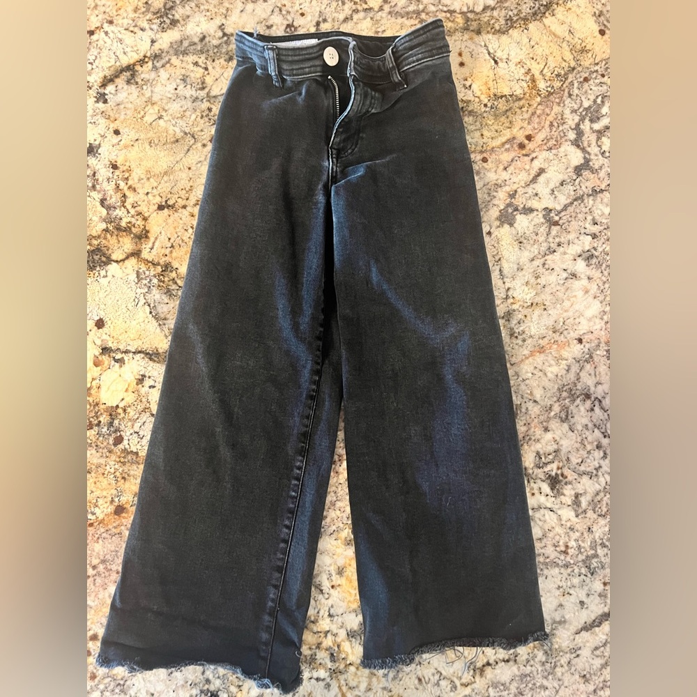 Zara Girls Wide Leg Black Jeans